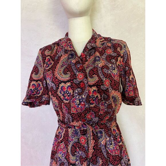 Vintage Paisley Dress 80s does 50s - Picture 2 of 5